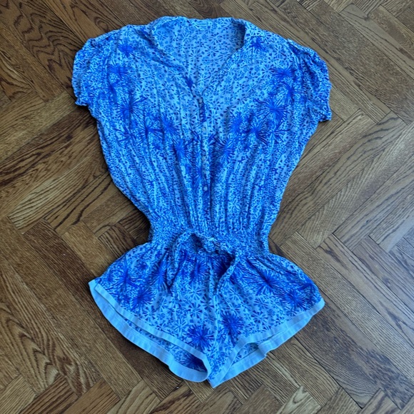 Poupette St. Barth Pants - Poupette St. Barts Blue Floral Romper Size M